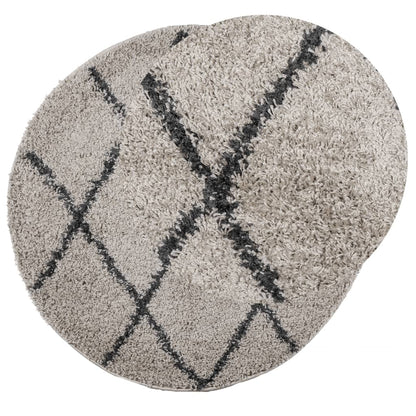 Tappeto Shaggy PAMPLONA a Pelo Lungo Beige e Antracite Ø 120 cm - homemem39
