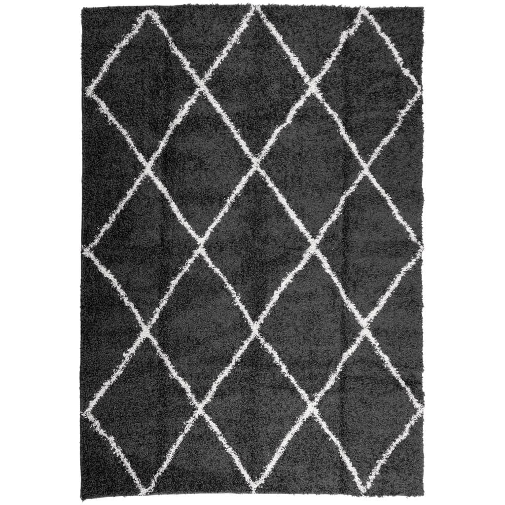 Tappeto Shaggy PAMPLONA a Pelo Lungo Nero e Crema 120x170 cm - homemem39
