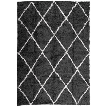 Tappeto Shaggy PAMPLONA a Pelo Lungo Nero e Crema 120x170 cm - homemem39