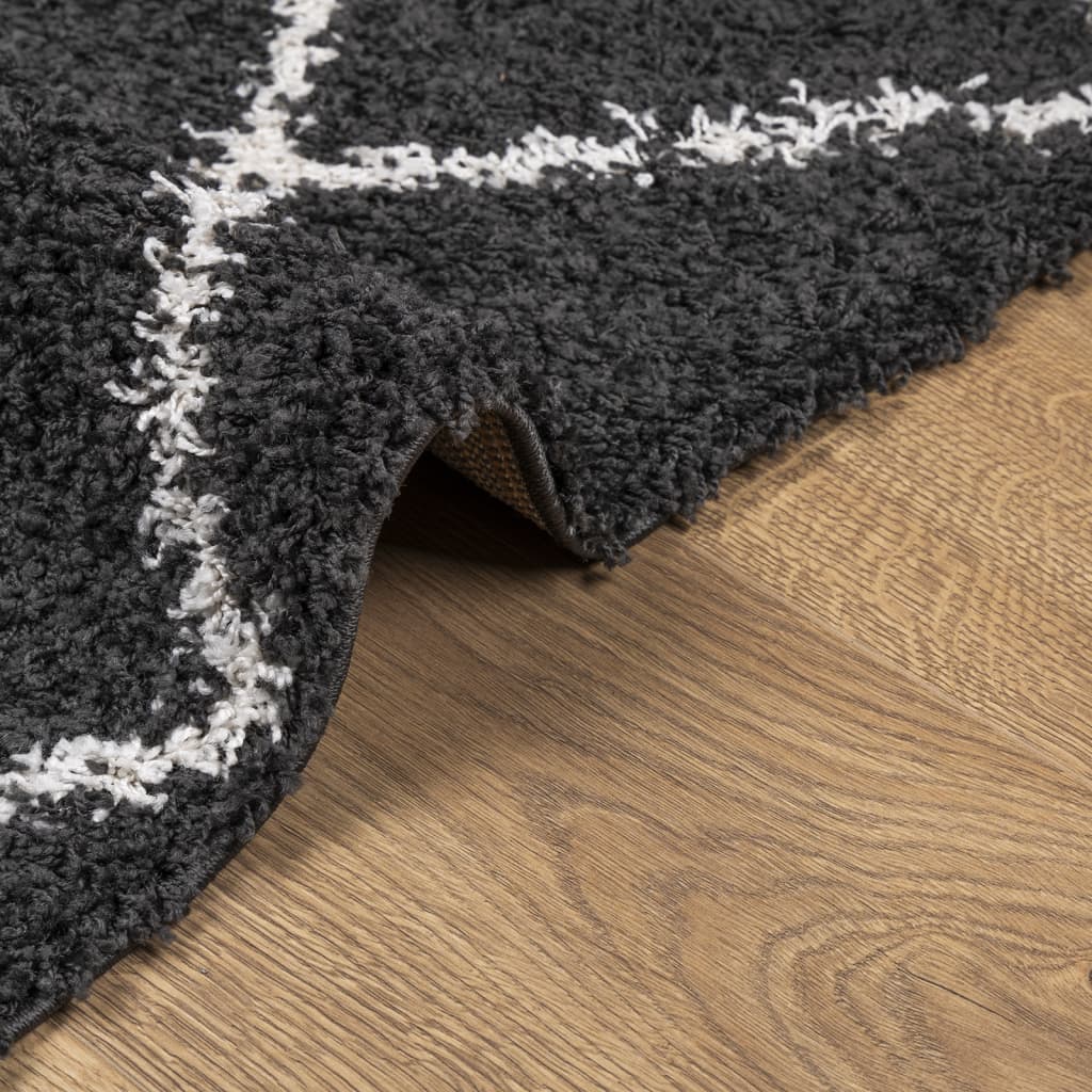 Tappeto Shaggy PAMPLONA a Pelo Lungo Nero e Crema 120x170 cm - homemem39
