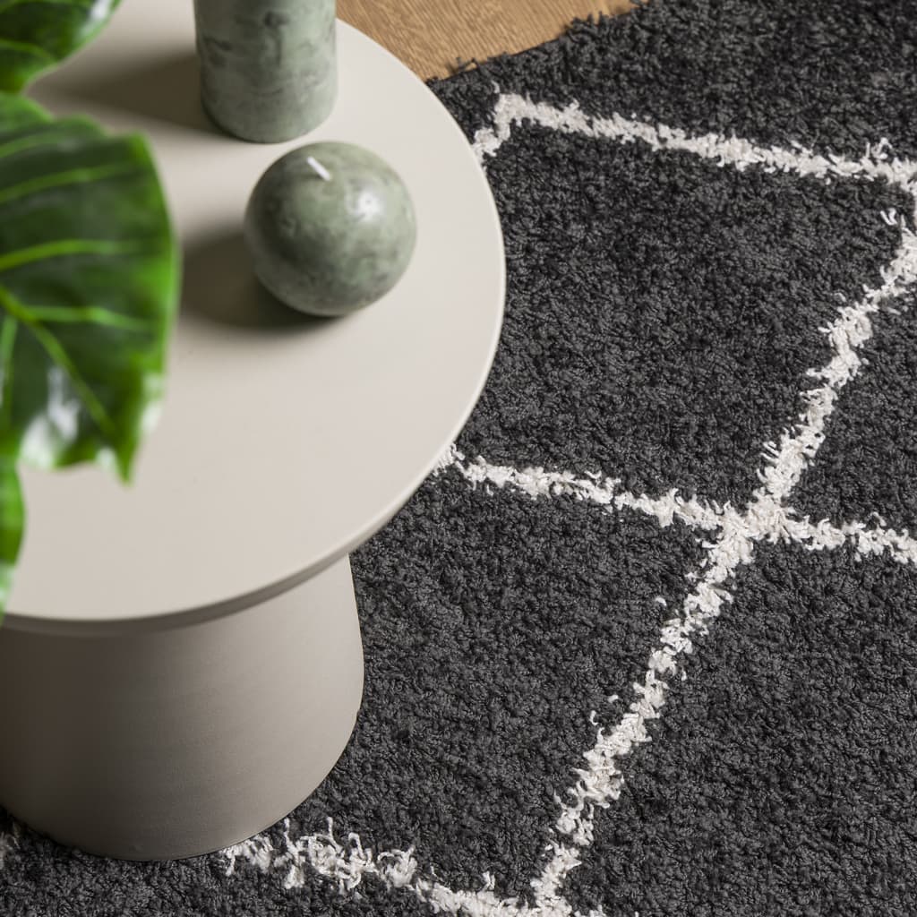 Tappeto Shaggy PAMPLONA a Pelo Lungo Nero e Crema 120x170 cm - homemem39