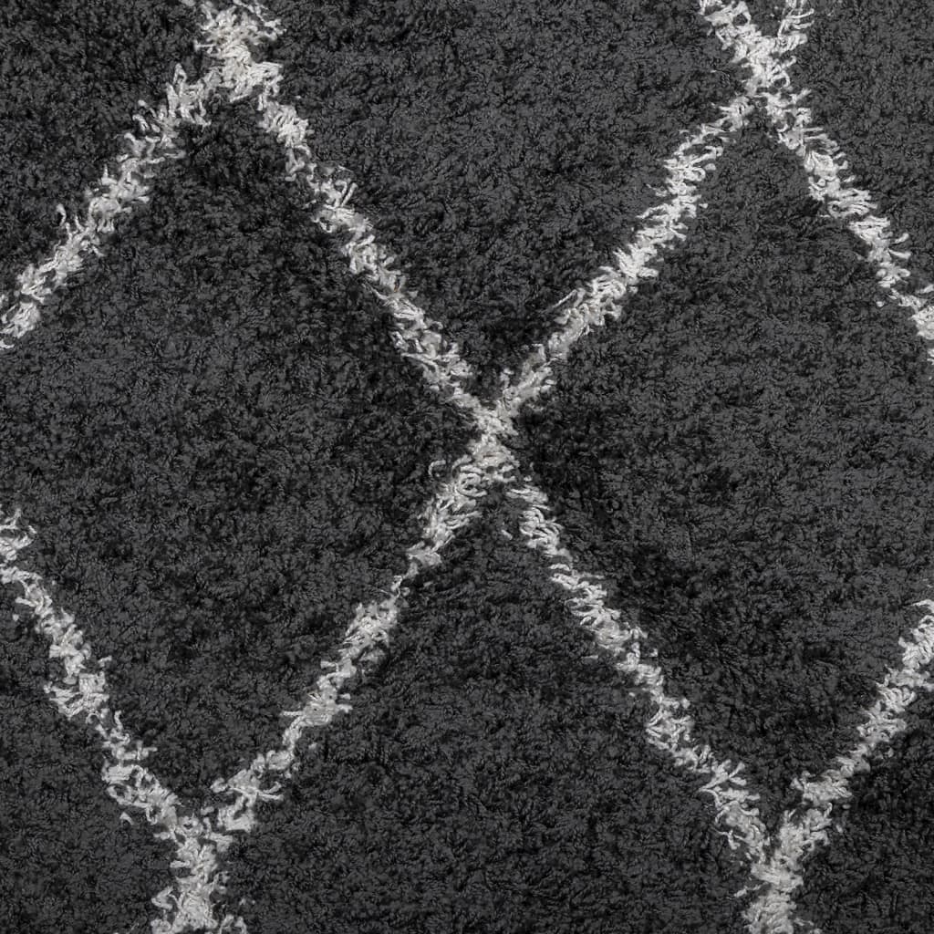 Tappeto Shaggy PAMPLONA a Pelo Lungo Nero e Crema 120x170 cm - homemem39