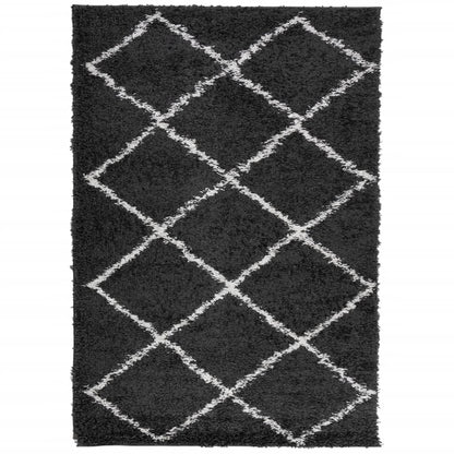 Tappeto Shaggy PAMPLONA a Pelo Lungo Nero e Crema 140x200 cm - homemem39