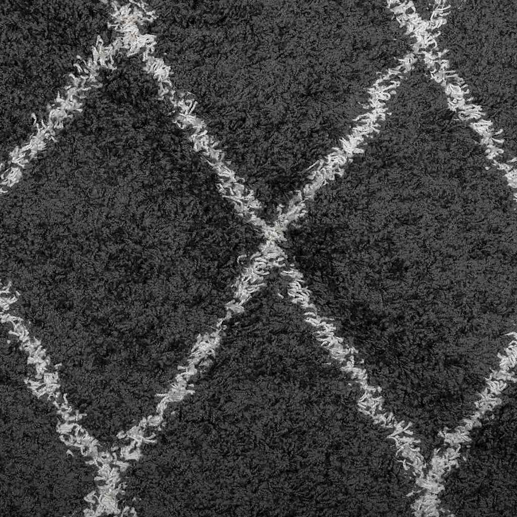 Tappeto Shaggy PAMPLONA a Pelo Lungo Nero e Crema 140x200 cm | homemem39