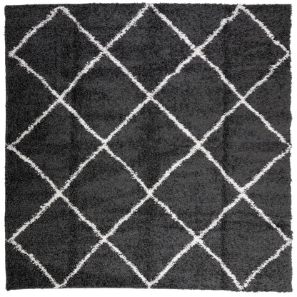 Tappeto Shaggy PAMPLONA a Pelo Lungo Nero e Crema 160x160 cm - homemem39