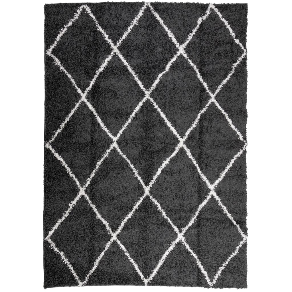 Tappeto Shaggy PAMPLONA a Pelo Lungo Nero e Crema 200x280 cm - homemem39