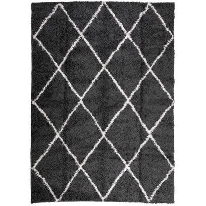 Tappeto Shaggy PAMPLONA a Pelo Lungo Nero e Crema 200x280 cm - homemem39