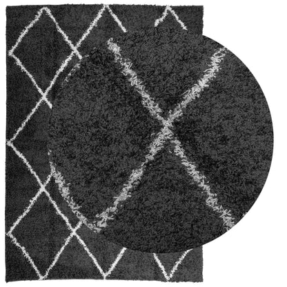 Tappeto Shaggy PAMPLONA a Pelo Lungo Nero e Crema 200x280 cm - homemem39