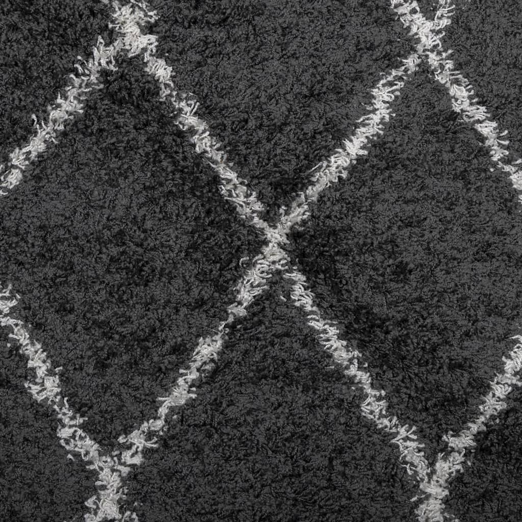 Tappeto Shaggy PAMPLONA a Pelo Lungo Nero e Crema 200x280 cm - homemem39