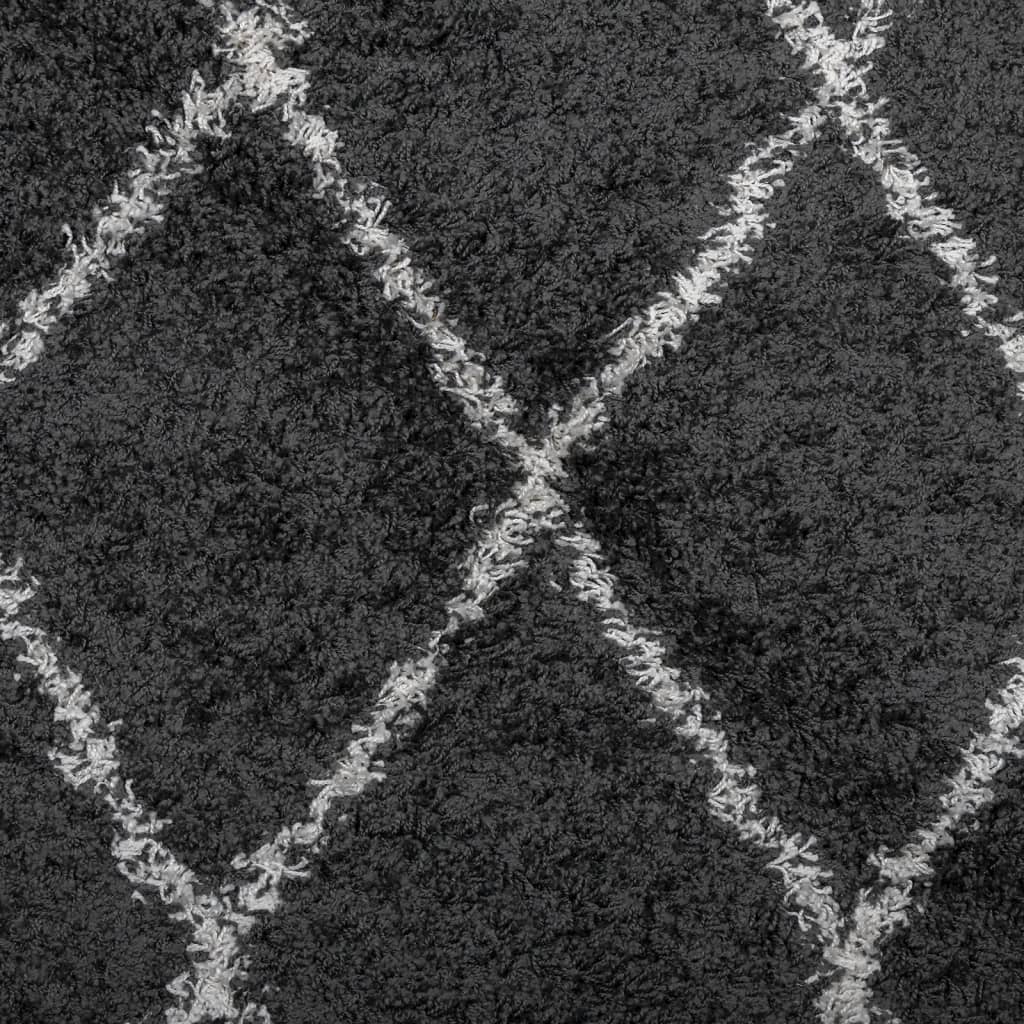Tappeto Shaggy PAMPLONA a Pelo Lungo Nero e Crema 240x240 cm - homemem39