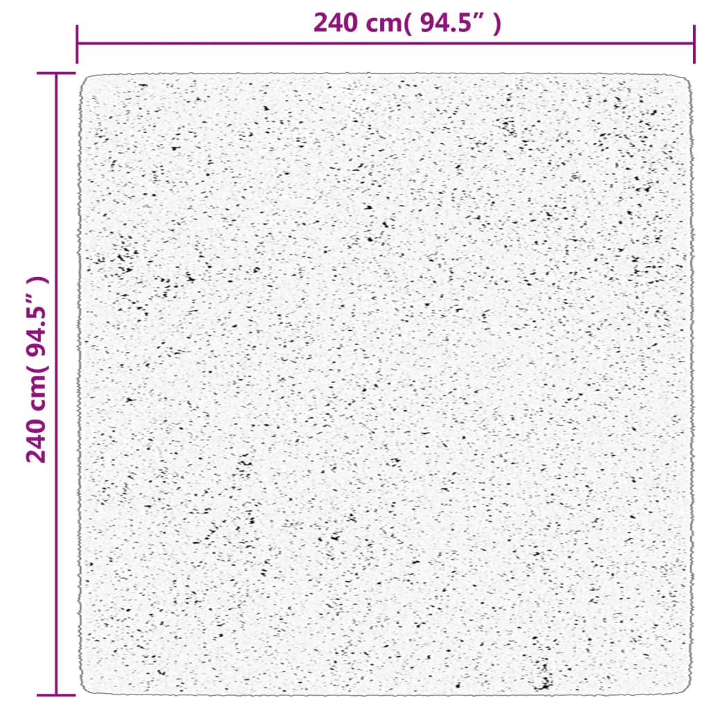 Tappeto Shaggy PAMPLONA a Pelo Lungo Nero e Crema 240x240 cm - homemem39