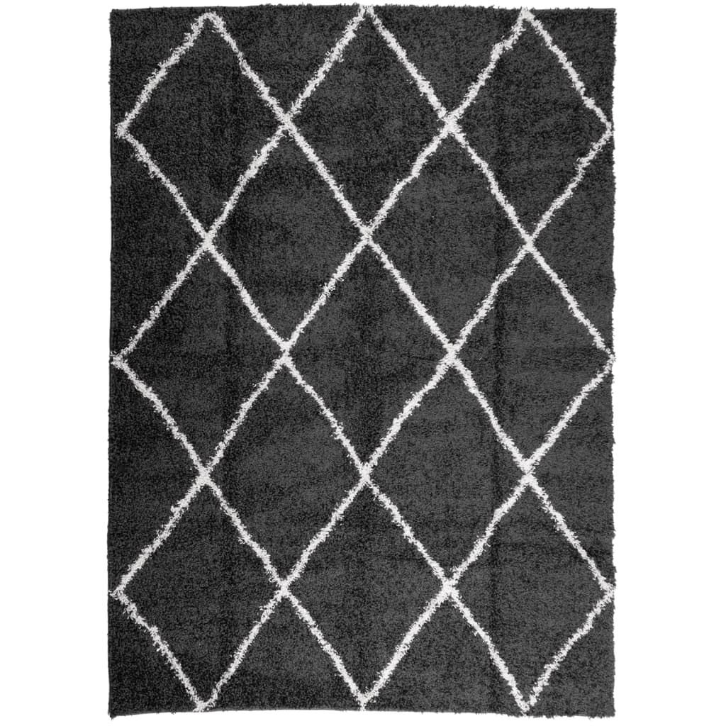 Tappeto Shaggy PAMPLONA a Pelo Lungo Nero e Crema 240x340 cm - homemem39