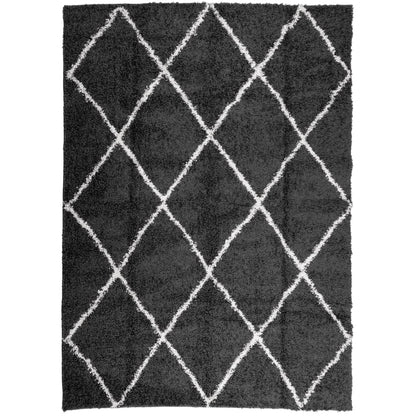 Tappeto Shaggy PAMPLONA a Pelo Lungo Nero e Crema 240x340 cm - homemem39
