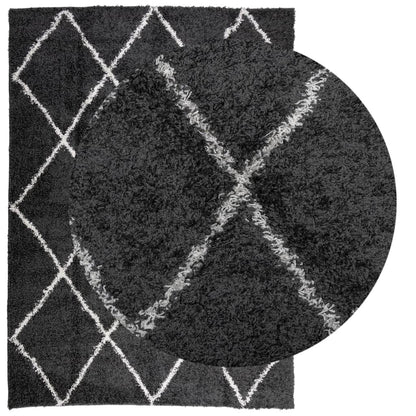 Tappeto Shaggy PAMPLONA a Pelo Lungo Nero e Crema 240x340 cm | homemem39