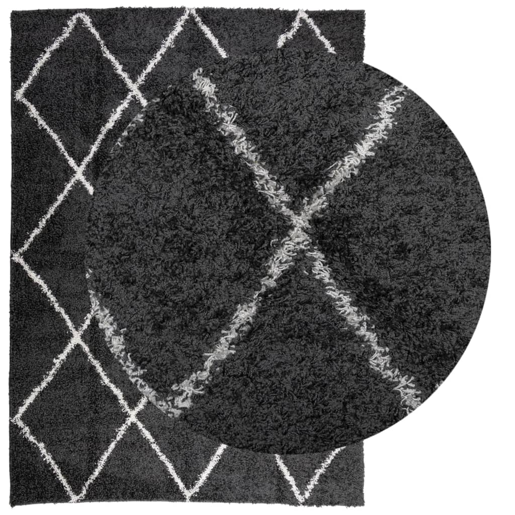 Tappeto Shaggy PAMPLONA a Pelo Lungo Nero e Crema 240x340 cm - homemem39