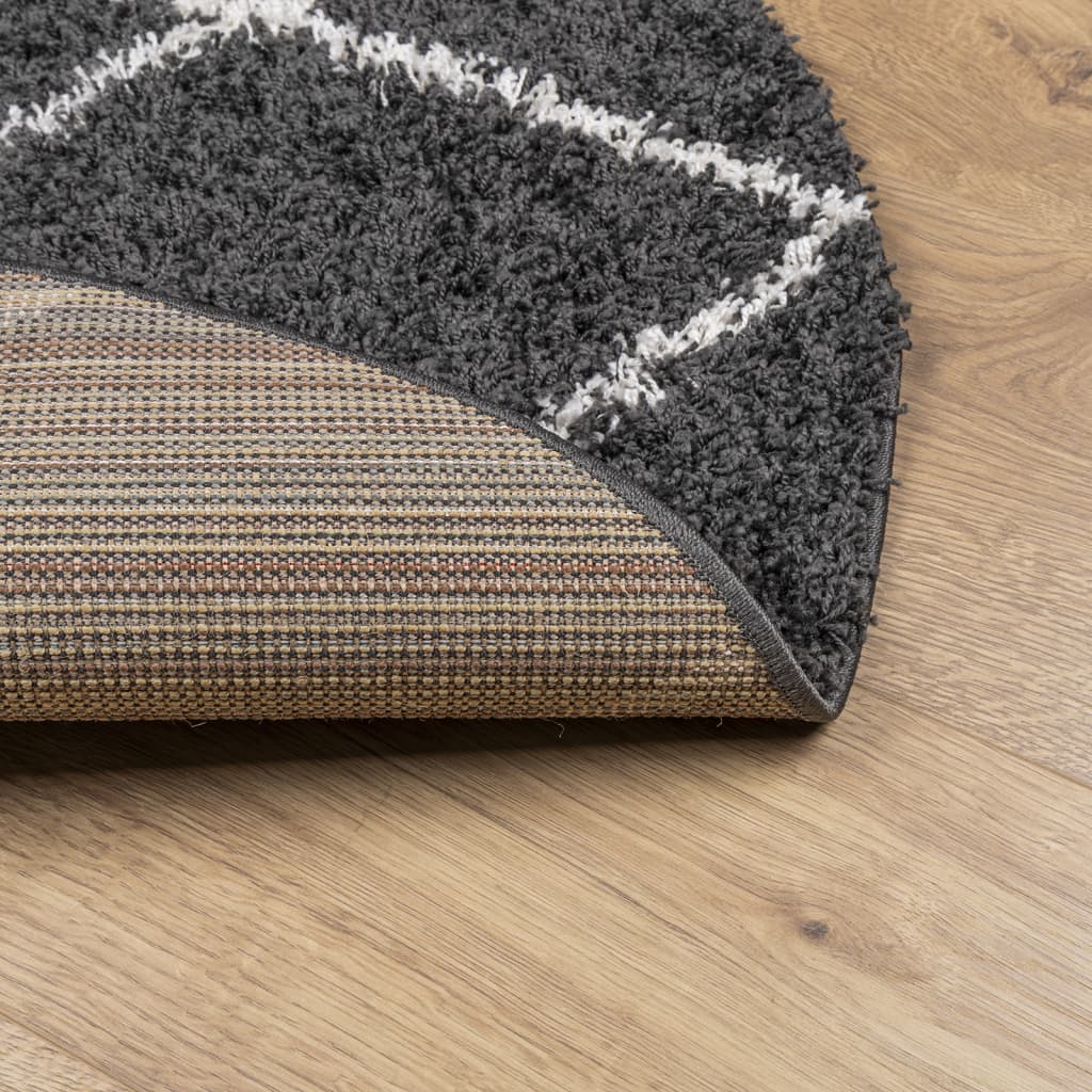 Tappeto Shaggy PAMPLONA a Pelo Lungo Nero e Crema Ø 120 cm - homemem39