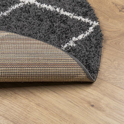 Tappeto Shaggy PAMPLONA a Pelo Lungo Nero e Crema Ø 120 cm - homemem39