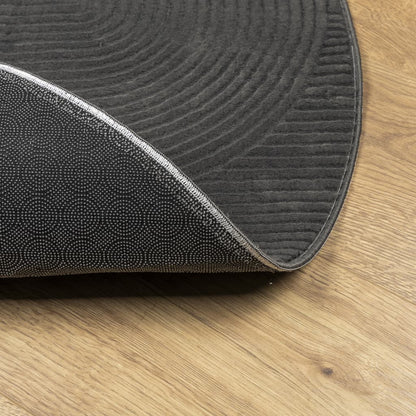 Tappeto IZA a Pelo Corto con Aspetto Scandinavo antracite Ø80cm