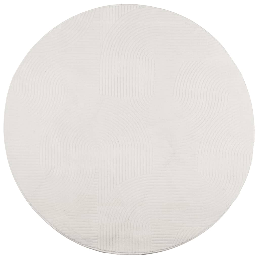 Tappeto IZA a Pelo Corto con Aspetto Scandinavo Crema Ø 80 cm