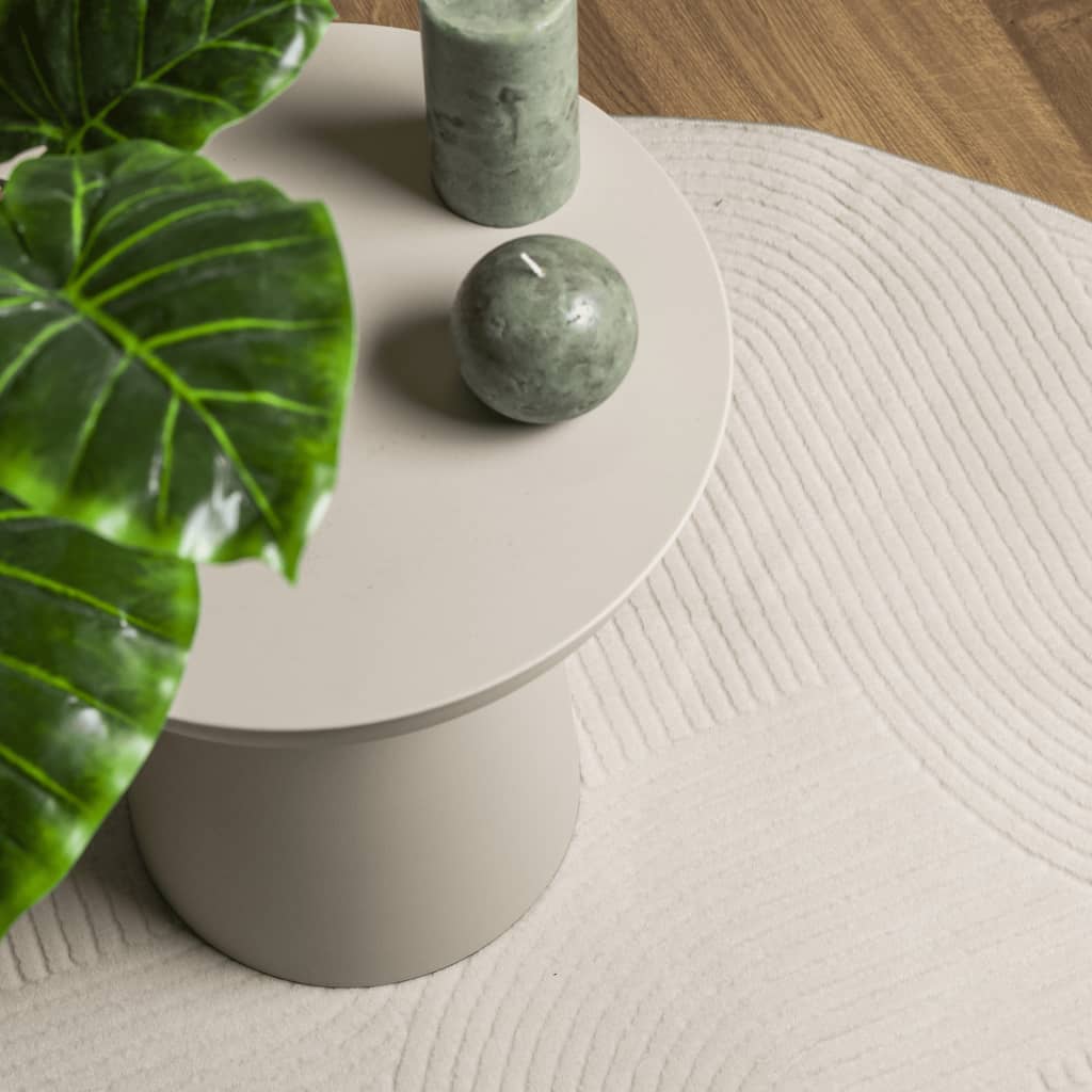 Tappeto IZA a Pelo Corto con Aspetto Scandinavo Crema Ø 200 cm