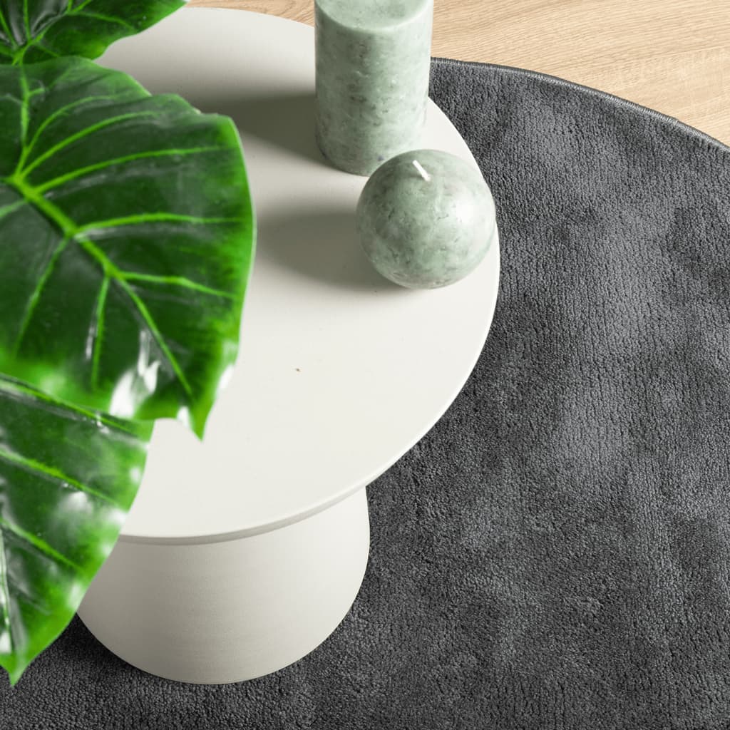 Tappeto OVIEDO a Pelo Corto Antracite Ø 200 cm