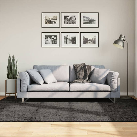 Tappeto a Pelo Lucido Lungo ISTAN Effetto Antracite 160x230 cm - homemem39