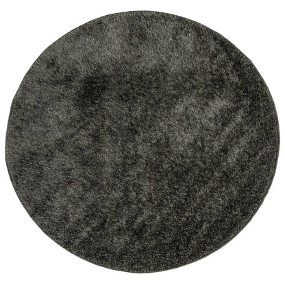 Tappeto a Pelo Lucido Lungo ISTAN Effetto Antracite Ø 80 cm - homemem39