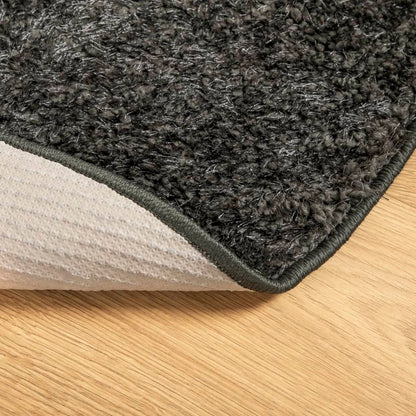 Tappeto a Pelo Lucido Lungo ISTAN Effetto Antracite Ø 80 cm - homemem39