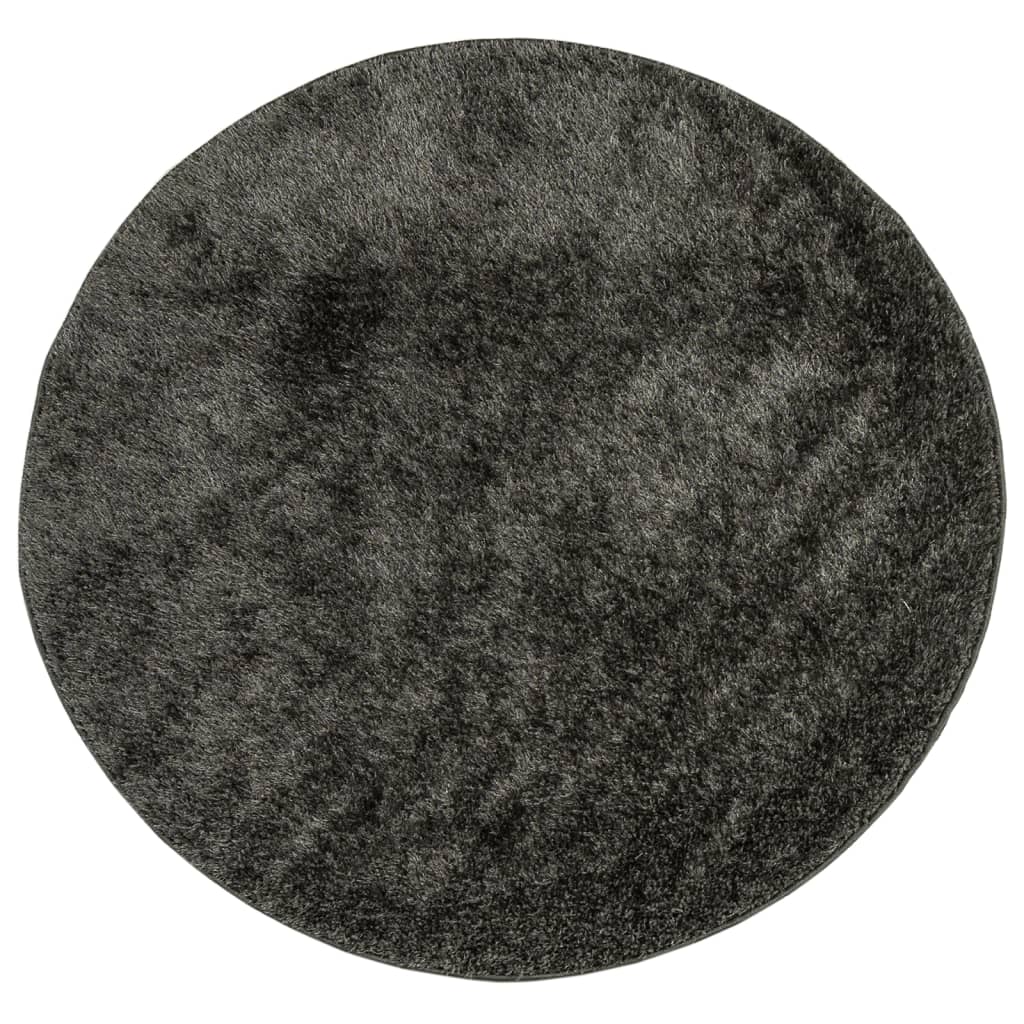 Tappeto a Pelo Lucido Lungo ISTAN Effetto Antracite Ø 80 cm - homemem39