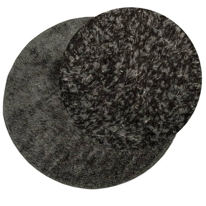 Tappeto a Pelo Lucido Lungo ISTAN Effetto Antracite Ø 80 cm - homemem39