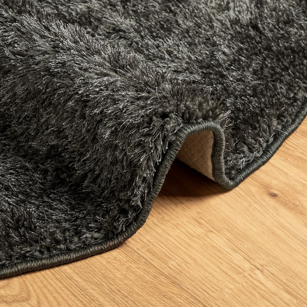Tappeto a Pelo Lucido Lungo ISTAN Effetto Antracite Ø 80 cm - homemem39