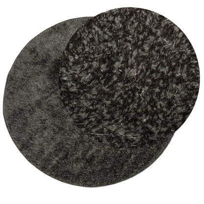 Tappeto a Pelo Lucido Lungo ISTAN Effetto Antracite Ø 120 cm - homemem39
