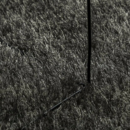 Tappeto a Pelo Lucido Lungo ISTAN Effetto Antracite Ø 120 cm - homemem39