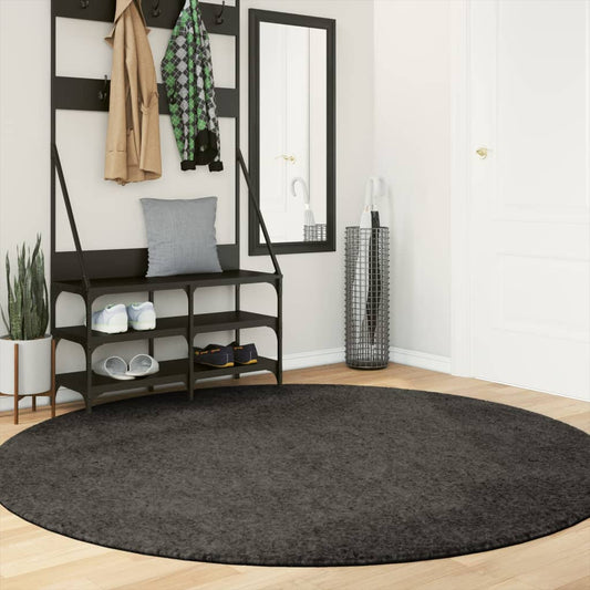 Tappeto a Pelo Lucido Lungo ISTAN Effetto Antracite Ø 200 cm - homemem39