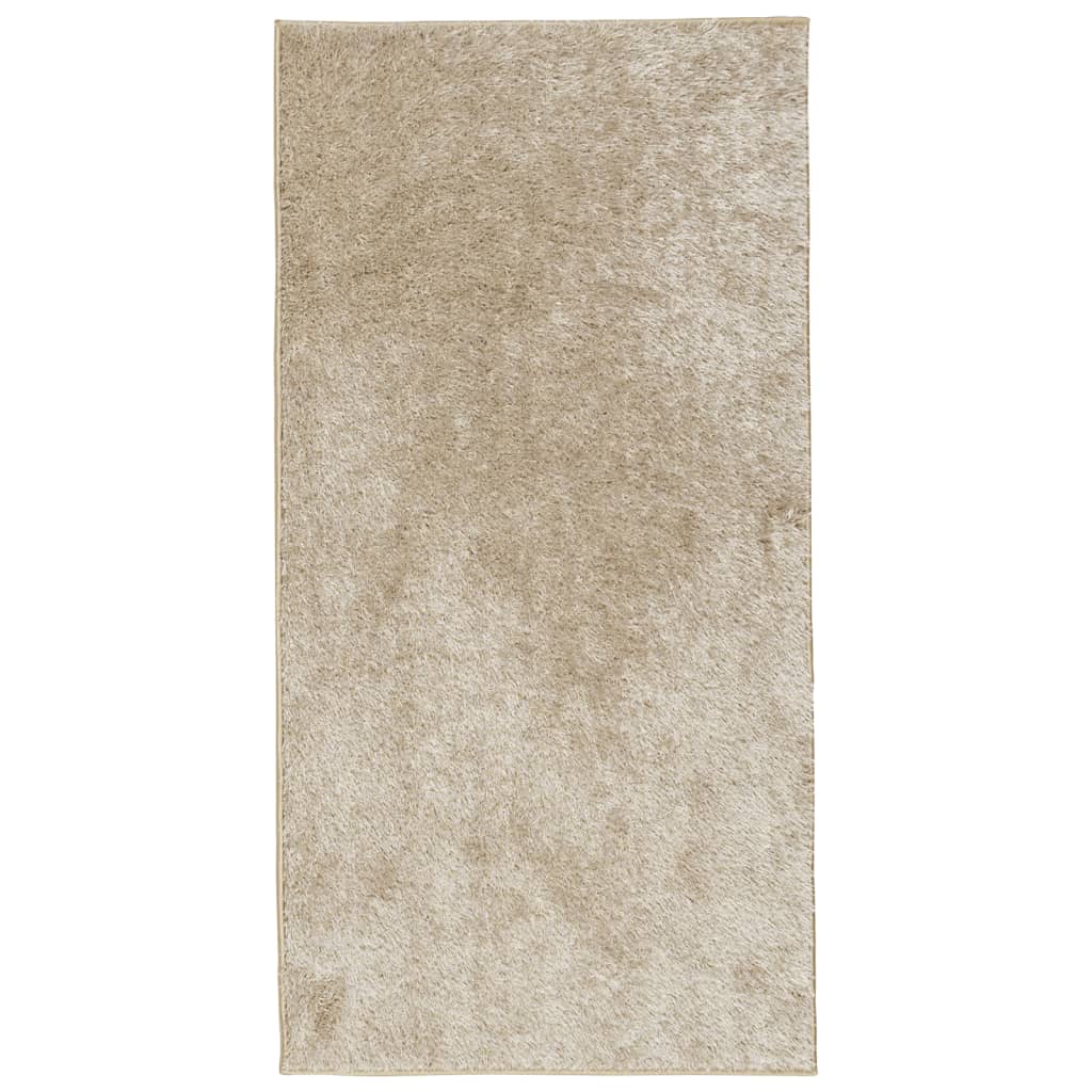 Tappeto a Pelo Lucido Lungo ISTAN Effetto Beige 80x150 cm