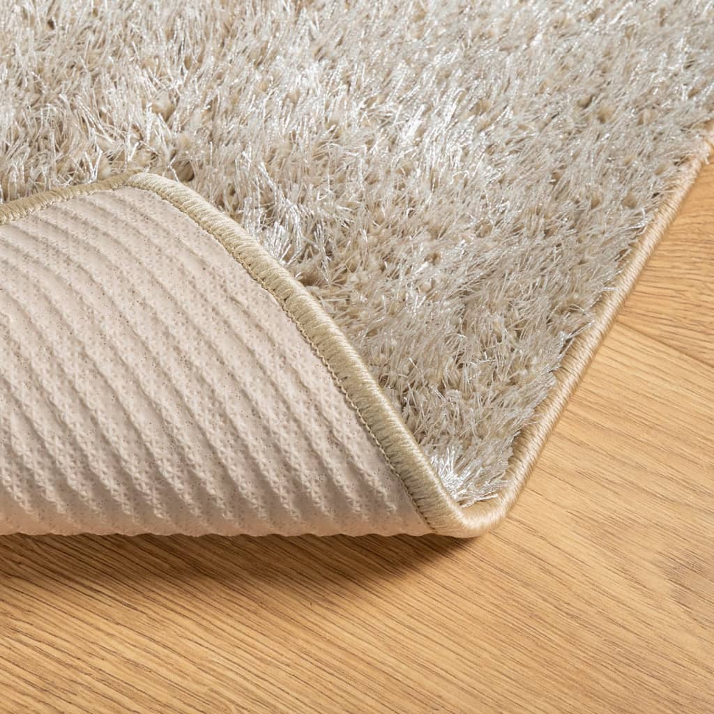 Tappeto a Pelo Lucido Lungo ISTAN Effetto Beige 160x230 cm - homemem39