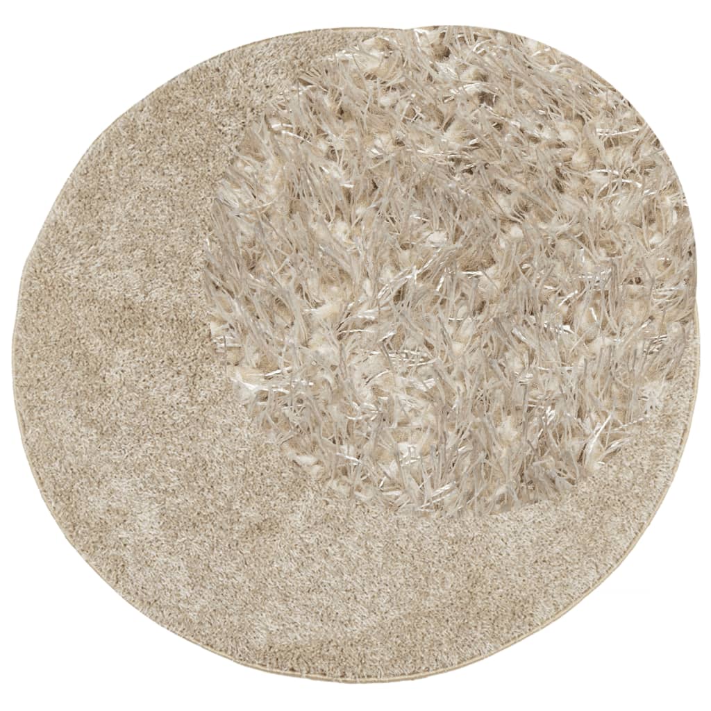 Tappeto a Pelo Lucido Lungo ISTAN Effetto Beige Ø 80 cm - homemem39