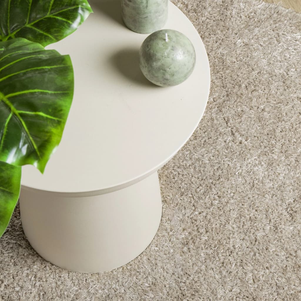 Tappeto a Pelo Lucido Lungo ISTAN Effetto Beige Ø 80 cm - homemem39