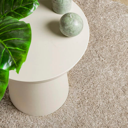 Tappeto a Pelo Lucido Lungo ISTAN Effetto Beige Ø 80 cm - homemem39
