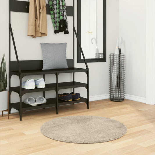 Tappeto a Pelo Lucido Lungo ISTAN Effetto Beige Ø 80 cm - homemem39