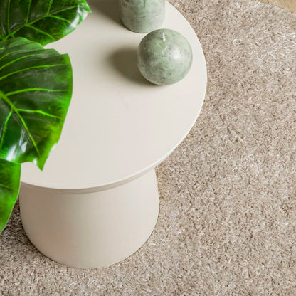 Tappeto a Pelo Lucido Lungo ISTAN Effetto Beige Ø 80 cm - homemem39