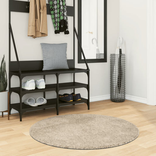 Tappeto a Pelo Lucido Lungo ISTAN Effetto Beige Ø 80 cm - homemem39