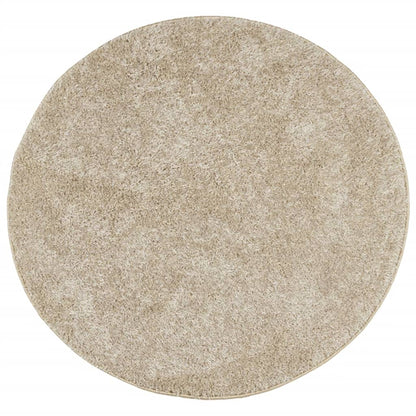 Tappeto a Pelo Lucido Lungo ISTAN Effetto Beige Ø 160 cm - homemem39
