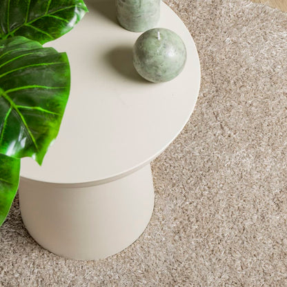 Tappeto a Pelo Lucido Lungo ISTAN Effetto Beige Ø 160 cm - homemem39