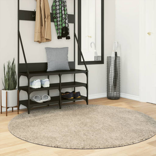 Tappeto a Pelo Lucido Lungo ISTAN Effetto Beige Ø 160 cm - homemem39