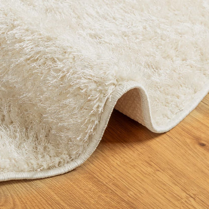 Tappeto a Pelo Lucido Lungo ISTAN Effetto Crema Ø 80 cm - homemem39