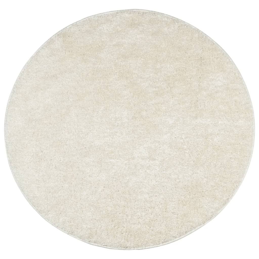 Tappeto a Pelo Lucido Lungo ISTAN Effetto Crema Ø 100 cm - homemem39