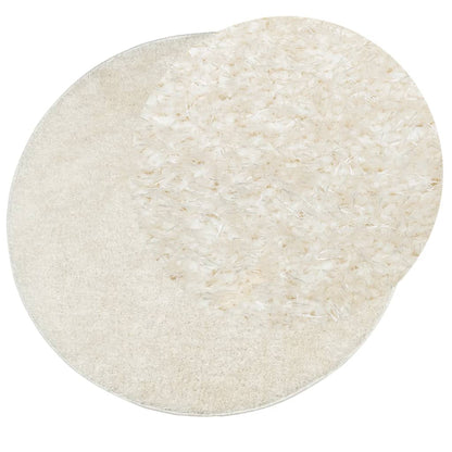 Tappeto a Pelo Lucido Lungo ISTAN Effetto Crema Ø 100 cm - homemem39