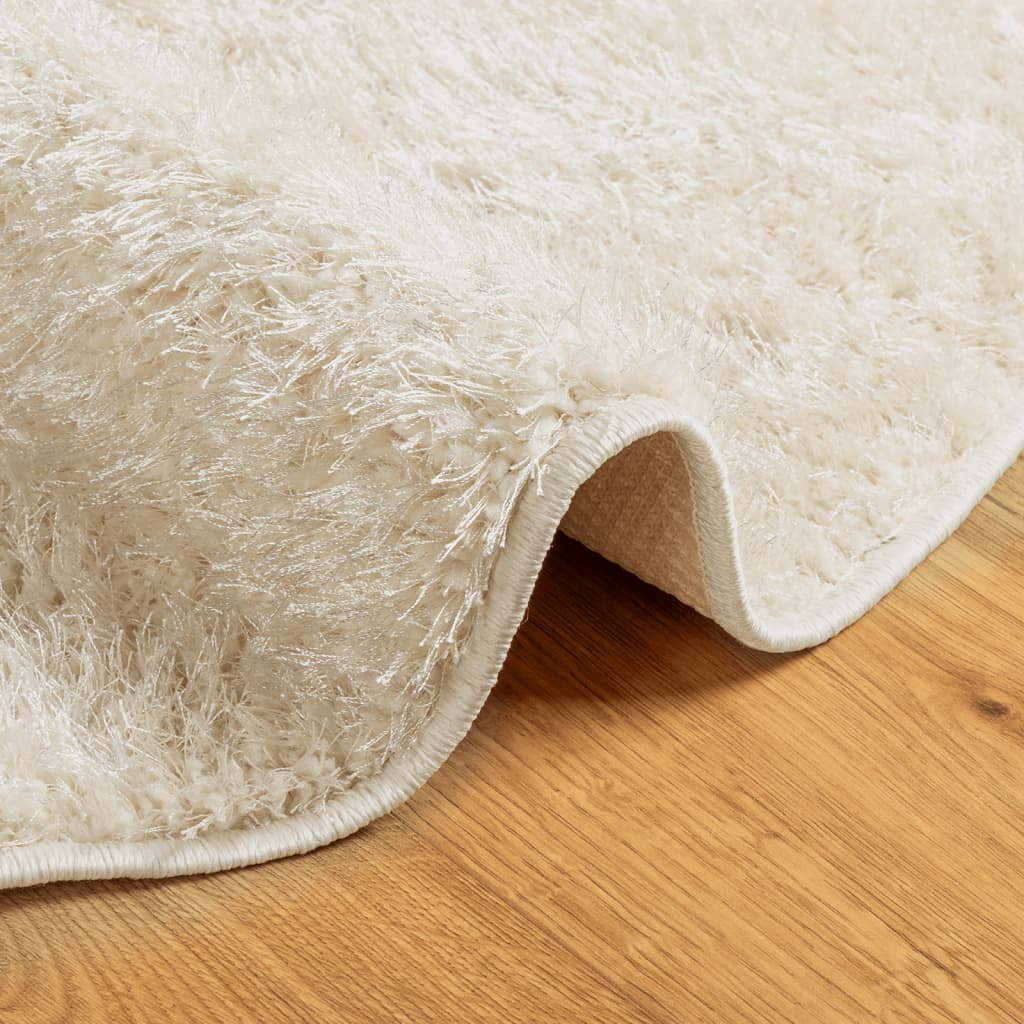 Tappeto a Pelo Lucido Lungo ISTAN Effetto Crema Ø 100 cm - homemem39