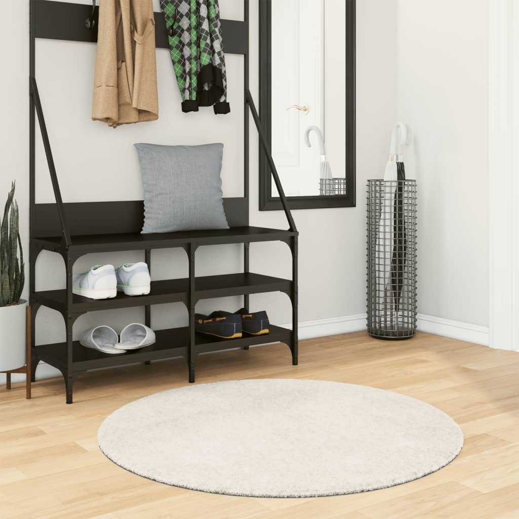 Tappeto a Pelo Lucido Lungo ISTAN Effetto Crema Ø 100 cm - homemem39